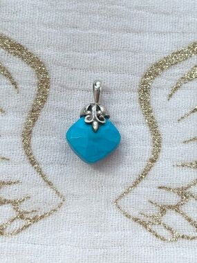 Faceted Turquoise Blue Gemstone Pendant - Unique Sterling Silver Bail